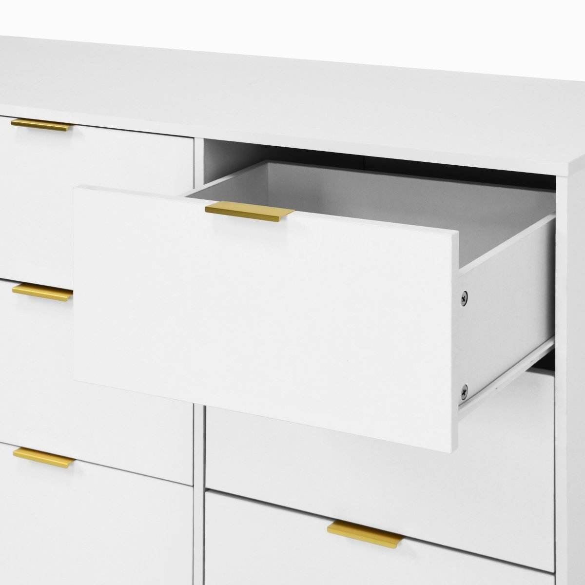 Modern White 9-Drawer Particle Board Dresser - Sleep Galleria