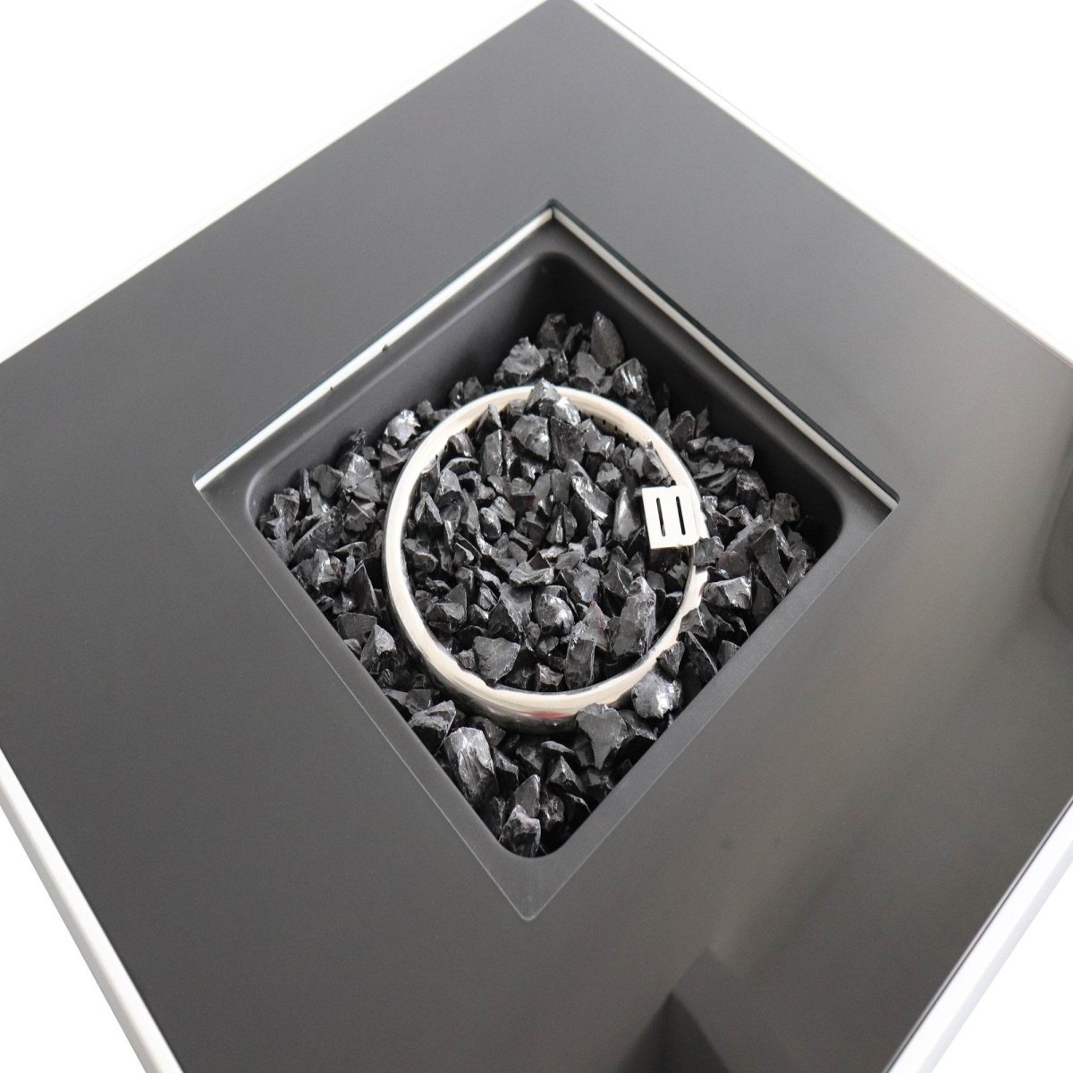 Modern White Steel Propane Natural Gas Fire Pit Table - Omega Lifestyles