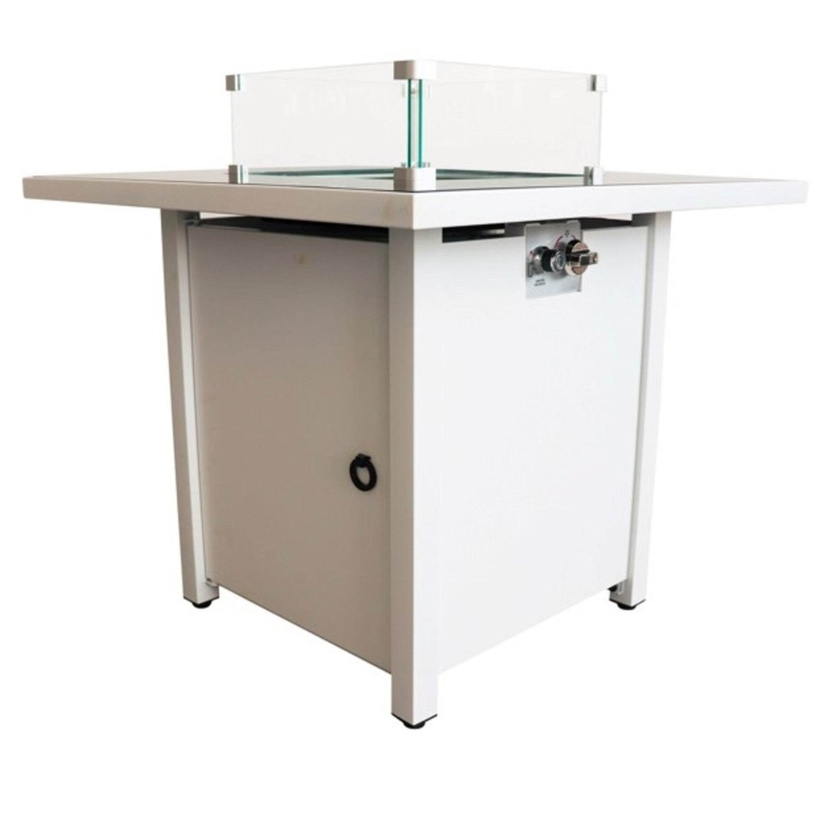 Modern White Steel Propane Natural Gas Fire Pit Table - Omega Lifestyles