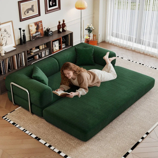 Modular Convertible Floor Sofa Bed With Corduroy Fabric - Omega Lifestyles