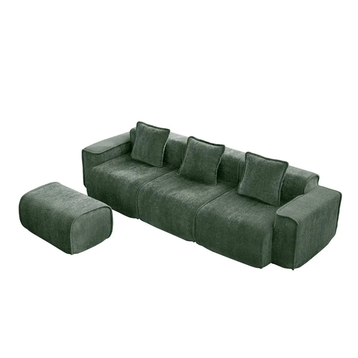 Modular Velvet 3-Seat L Shape Sectional Sofa With Ottoman - Omega Lifestyles