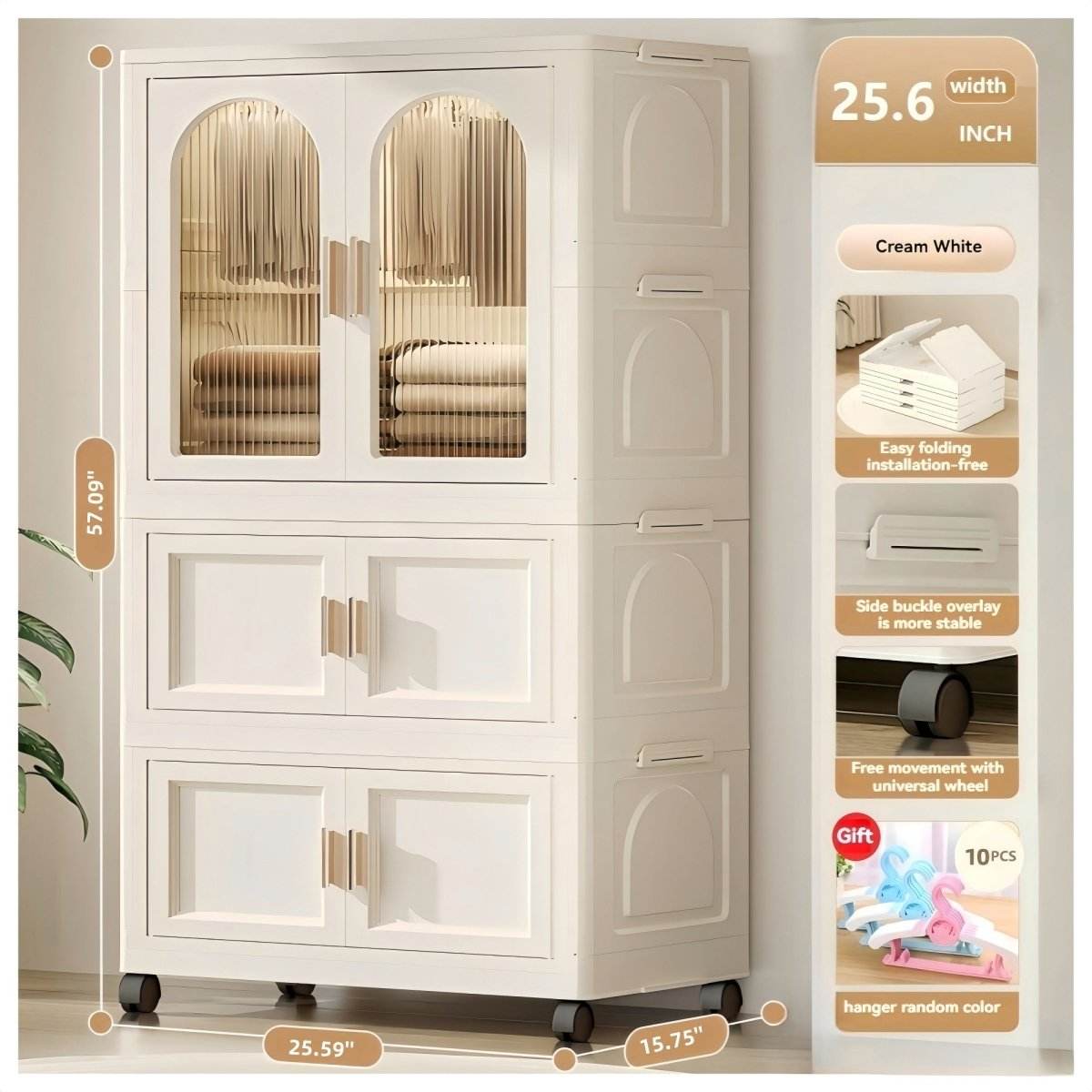 Multi-Functional Folding Plastic Wardrobe Storage Cabinet With Wheels - Sleep Galleria