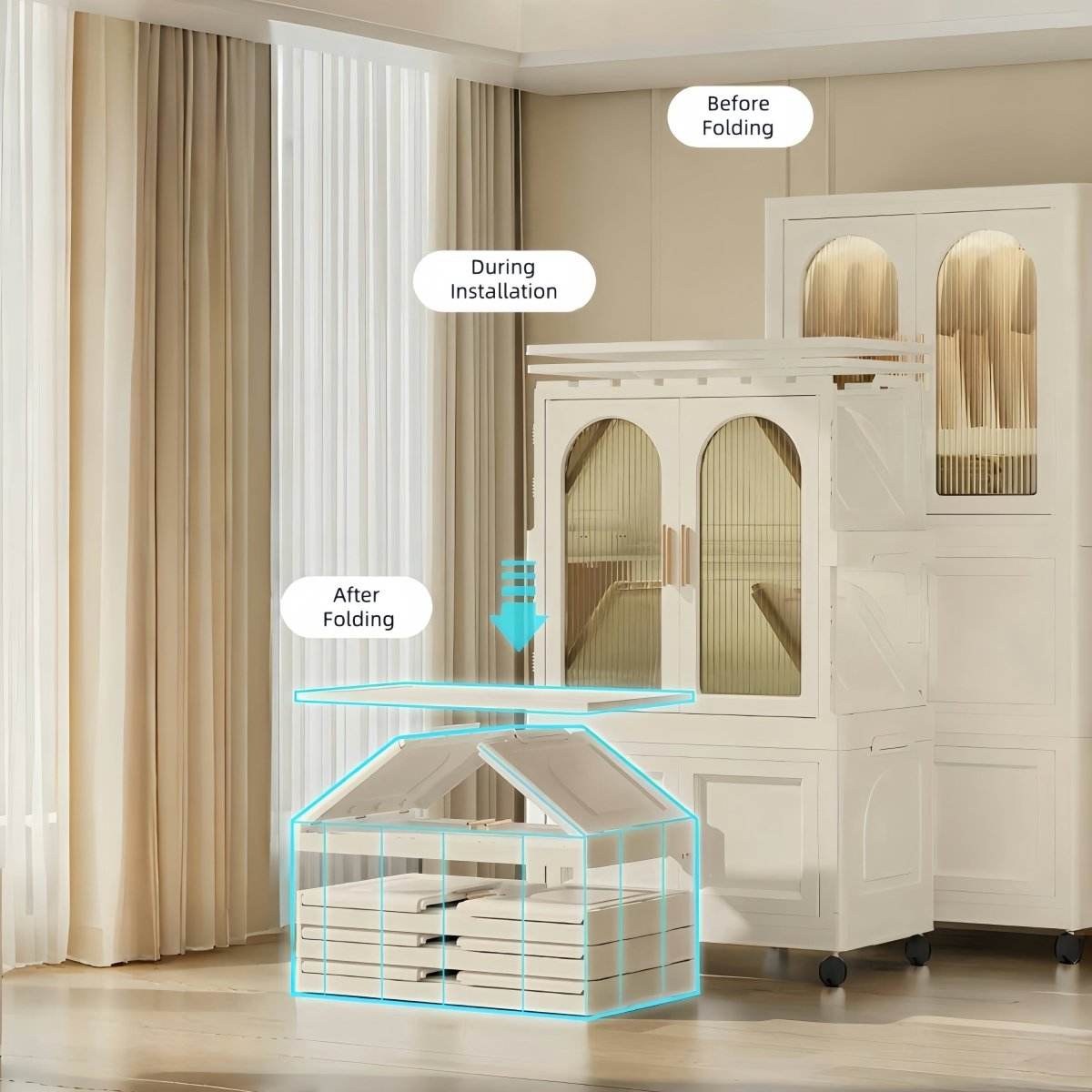 Multi-Functional Folding Plastic Wardrobe Storage Cabinet With Wheels - Sleep Galleria