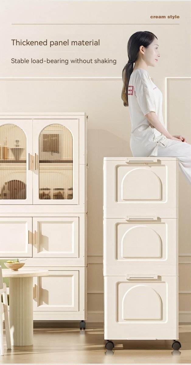Multi-Functional Folding Plastic Wardrobe Storage Cabinet With Wheels - Sleep Galleria