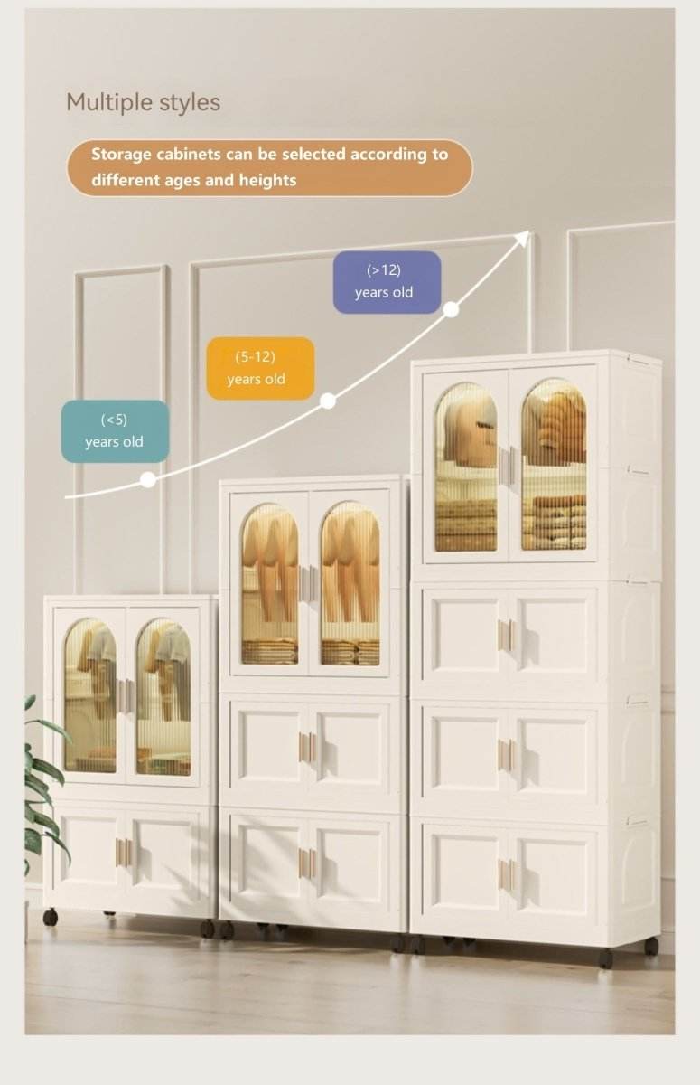 Multi-Functional Folding Plastic Wardrobe Storage Cabinet With Wheels - Sleep Galleria