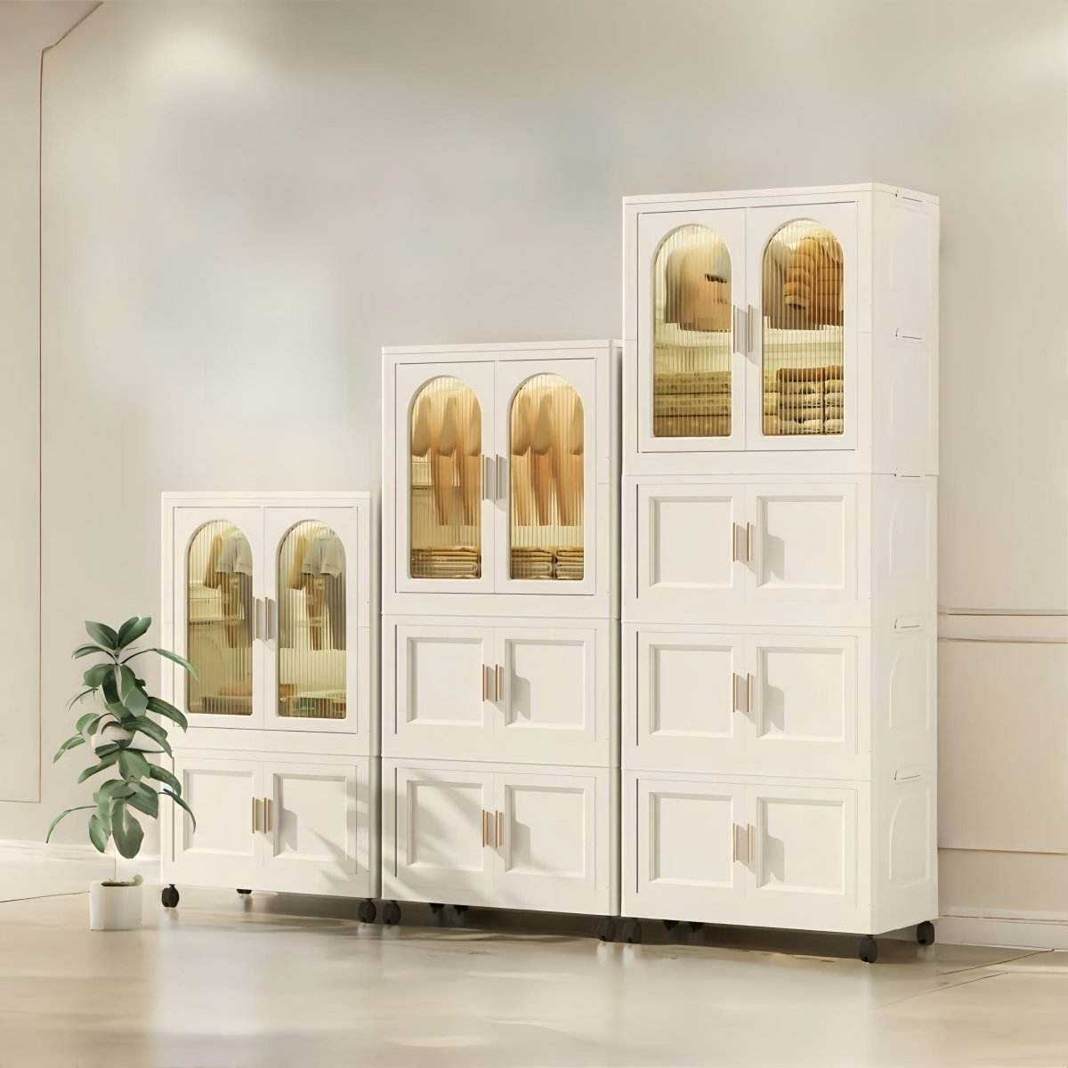 Multi-Functional Folding Plastic Wardrobe Storage Cabinet With Wheels - Sleep Galleria