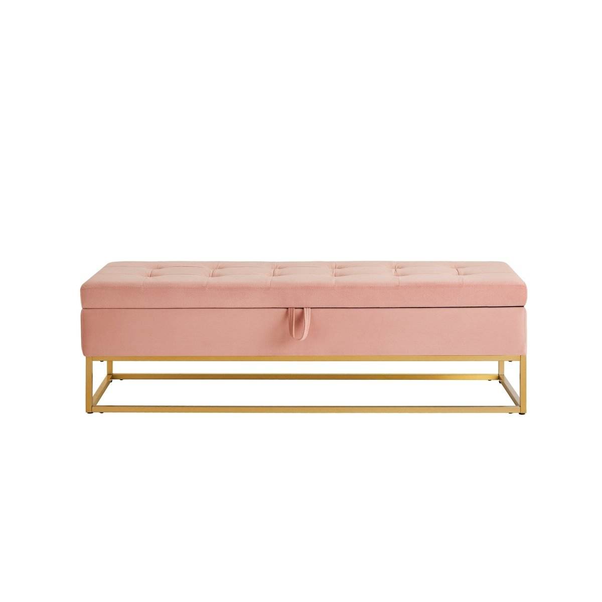 Multifunctional Velvet Storage Bench With Metal Base - Sleep Galleria