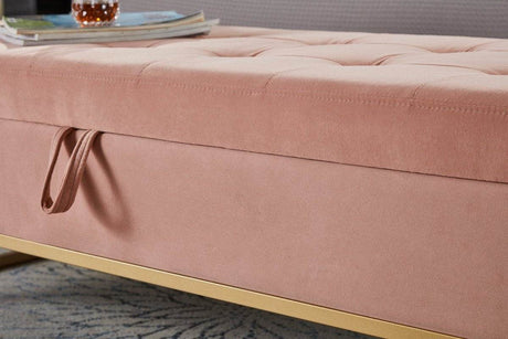 Multifunctional Velvet Storage Bench With Metal Base - Sleep Galleria