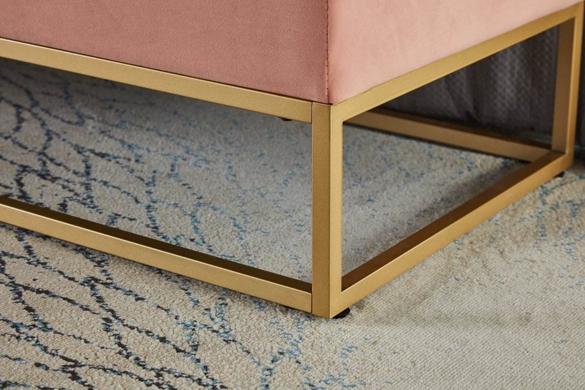 Multifunctional Velvet Storage Bench With Metal Base - Sleep Galleria