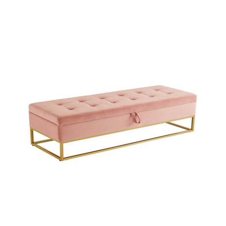 Multifunctional Velvet Storage Bench With Metal Base - Sleep Galleria