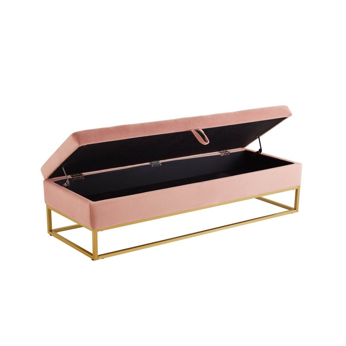 Multifunctional Velvet Storage Bench With Metal Base - Sleep Galleria