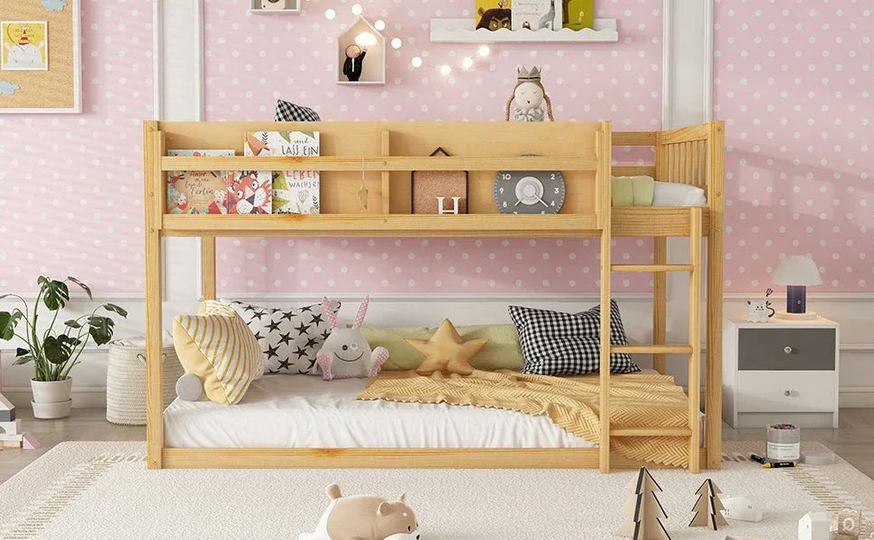 Natural Twin Over Twin Solid Wood Convertible Bunk Bed - Omega Lifestyles