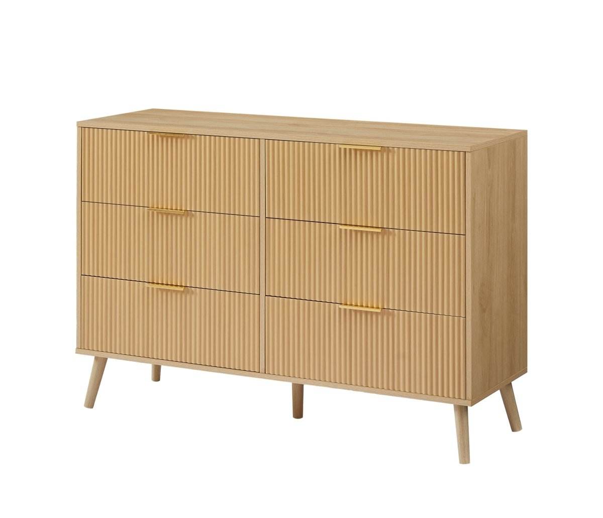 Natural Wave Pattern Particleboard Cabinet With 6 Drawers - Sleep Galleria