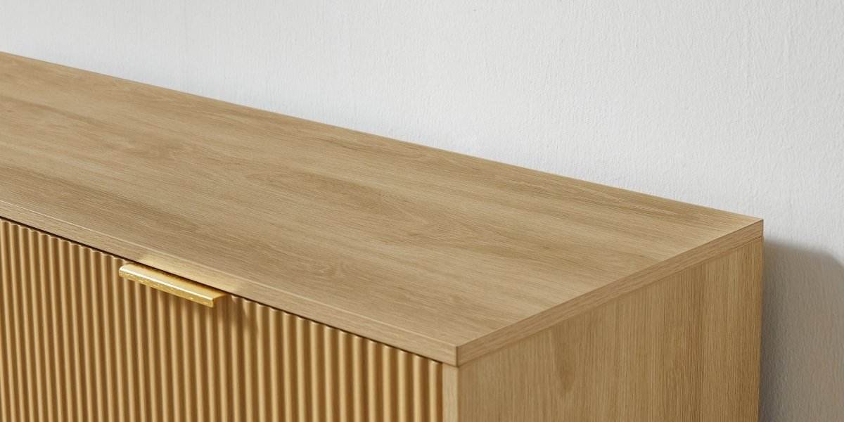 Natural Wave Pattern Particleboard Cabinet With 6 Drawers - Sleep Galleria