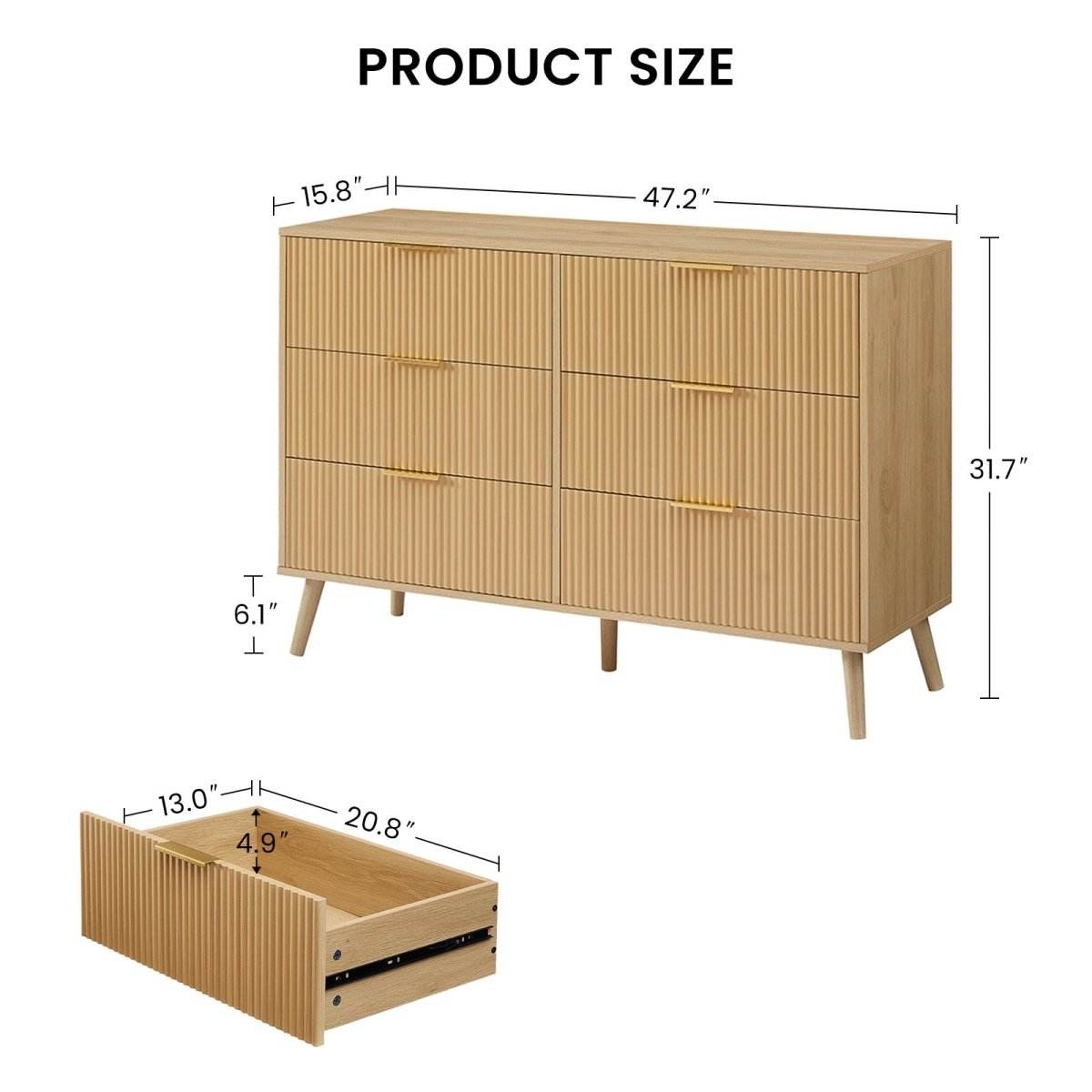 Natural Wave Pattern Particleboard Cabinet With 6 Drawers - Sleep Galleria