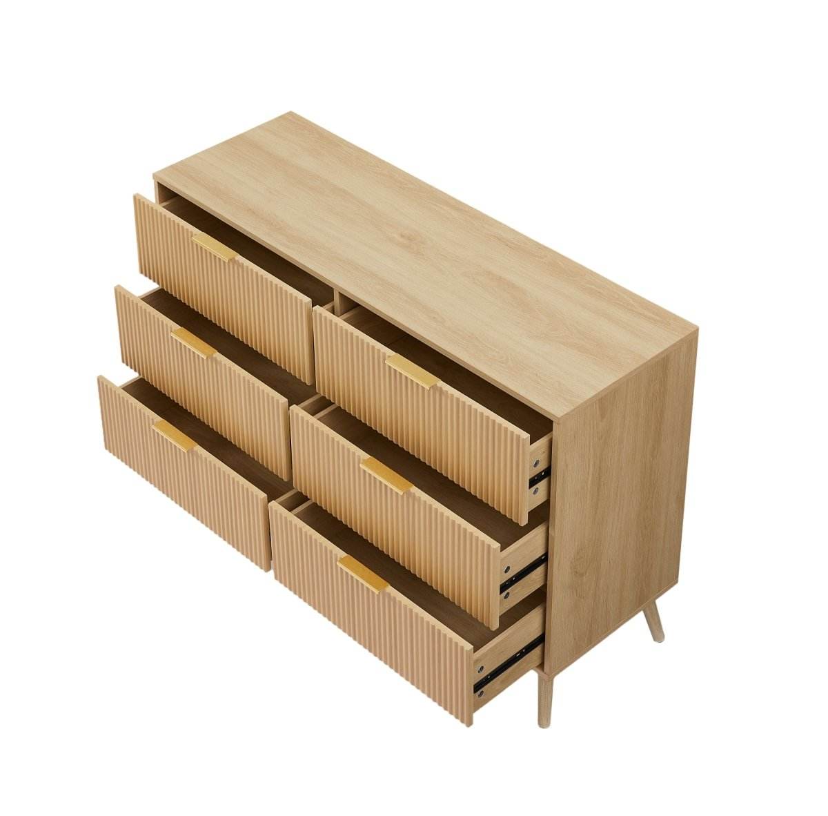 Natural Wave Pattern Particleboard Cabinet With 6 Drawers - Sleep Galleria