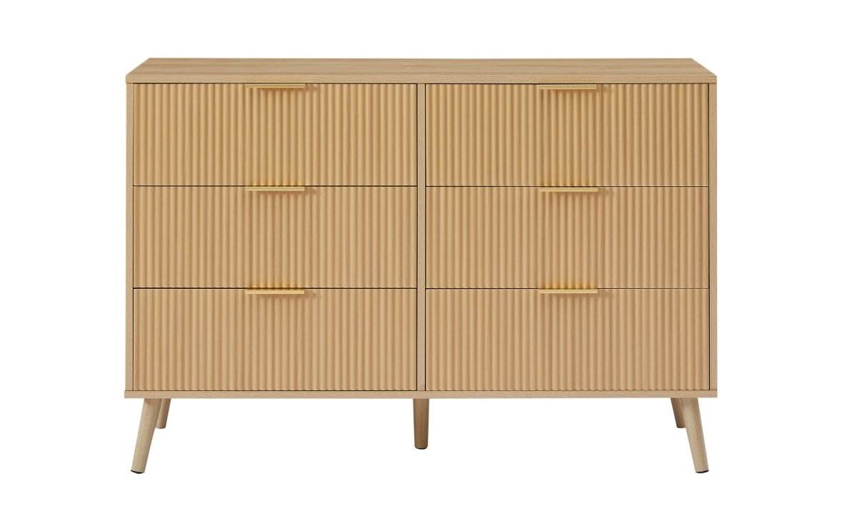 Natural Wave Pattern Particleboard Cabinet With 6 Drawers - Sleep Galleria