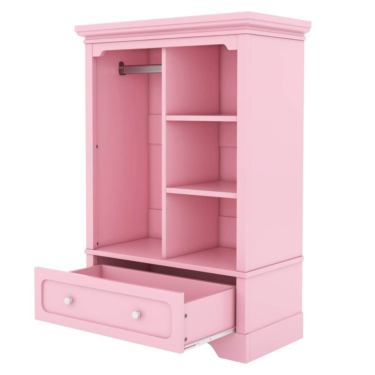 Open Children's Wardrobe With Hanging Rod Drawer - Sleep Galleria