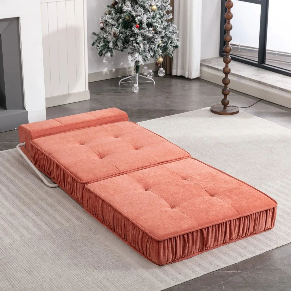 Orange Convertible Chenille Folding Sofa Chair - Omega Lifestyles