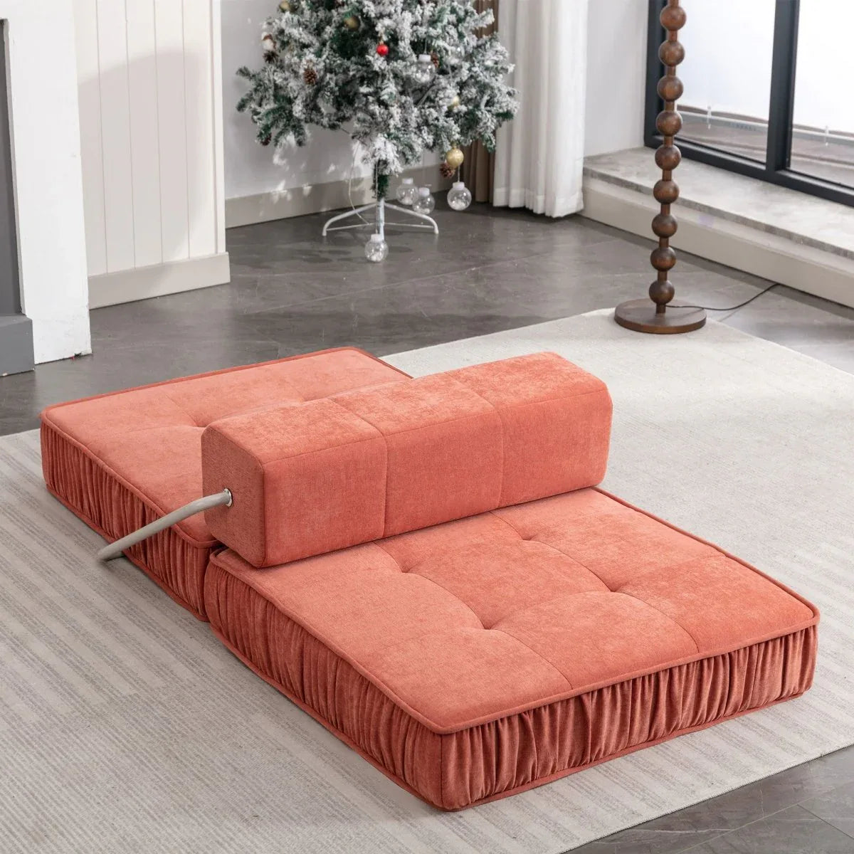 Orange Convertible Chenille Folding Sofa Chair - Omega Lifestyles