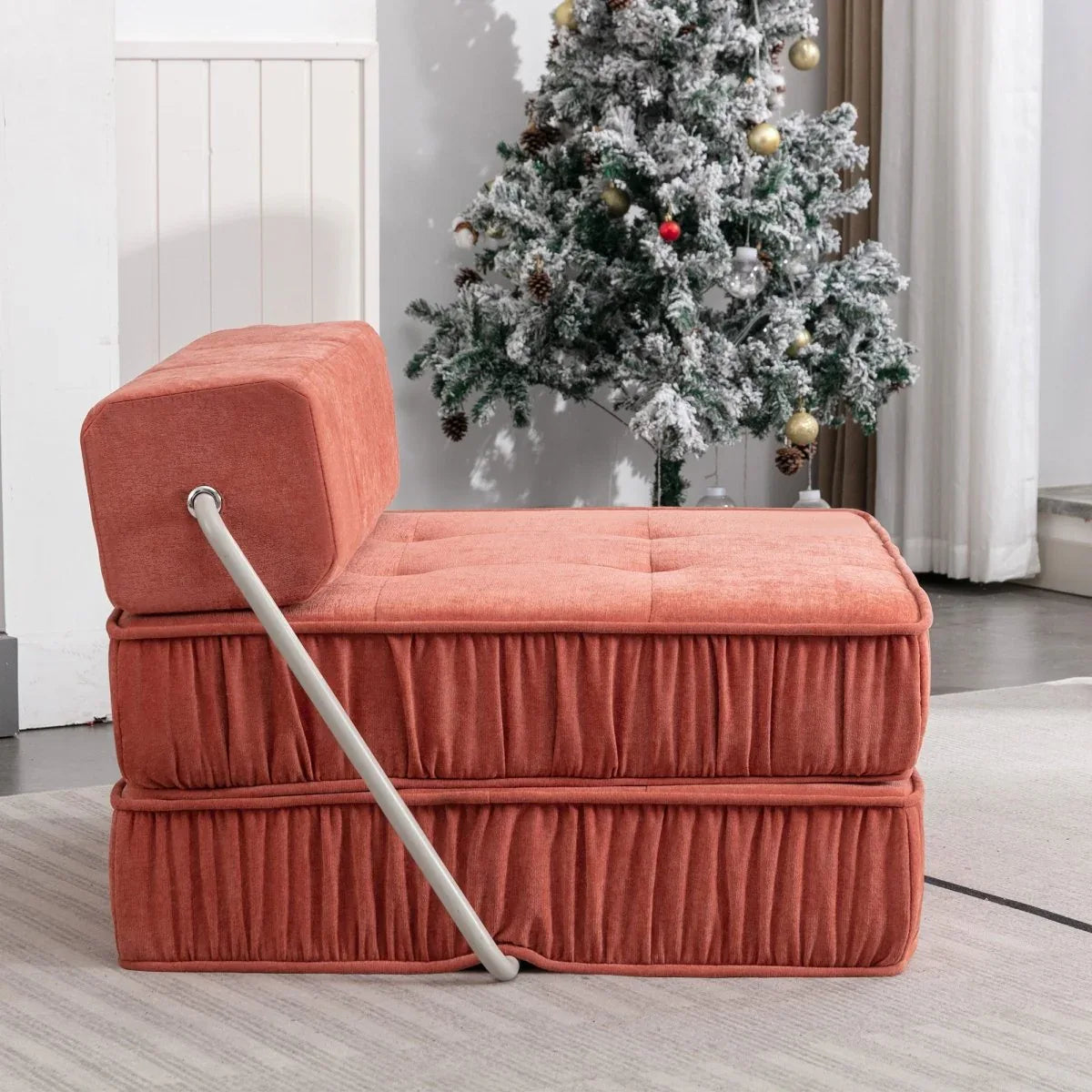 Orange Convertible Chenille Folding Sofa Chair - Omega Lifestyles