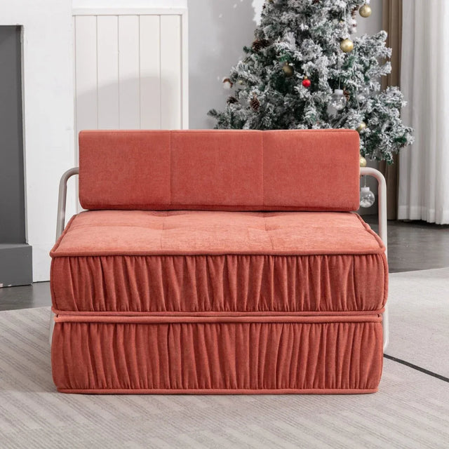 Orange Convertible Chenille Folding Sofa Chair - Omega Lifestyles