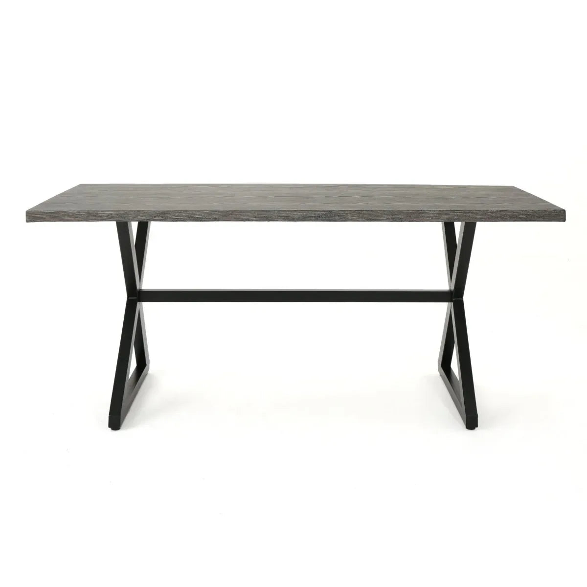 Outdoor Aluminum Dining Table With Steel Frame Gray Black - Omega Lifestyles