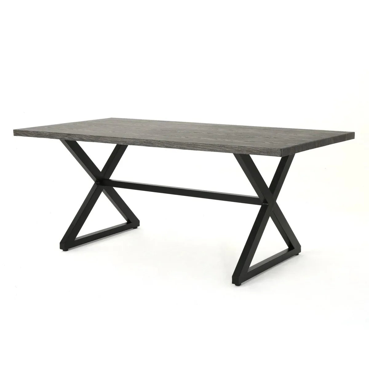 Outdoor Aluminum Dining Table With Steel Frame Gray Black - Omega Lifestyles