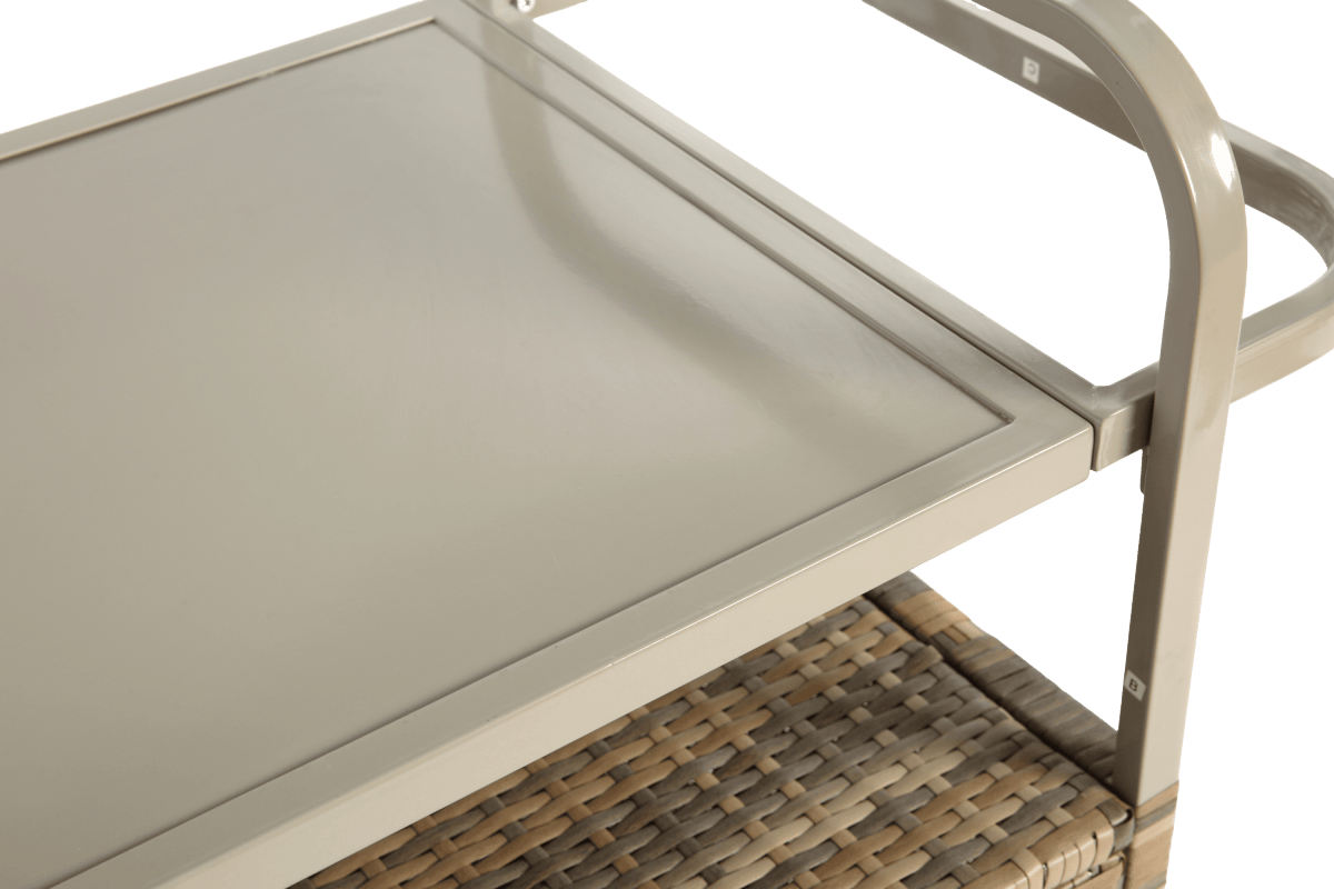 Outdoor Bar Table With Wicker Cabinet Steel Top Cart - Omega Lifestyles