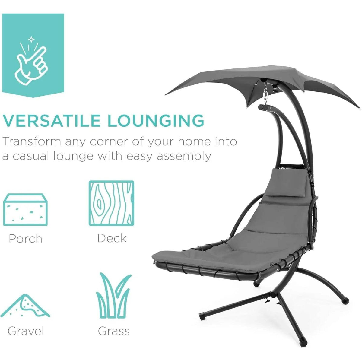Outdoor Steel Chaise Lounge Chair With Canopy - Omega Lifestyles