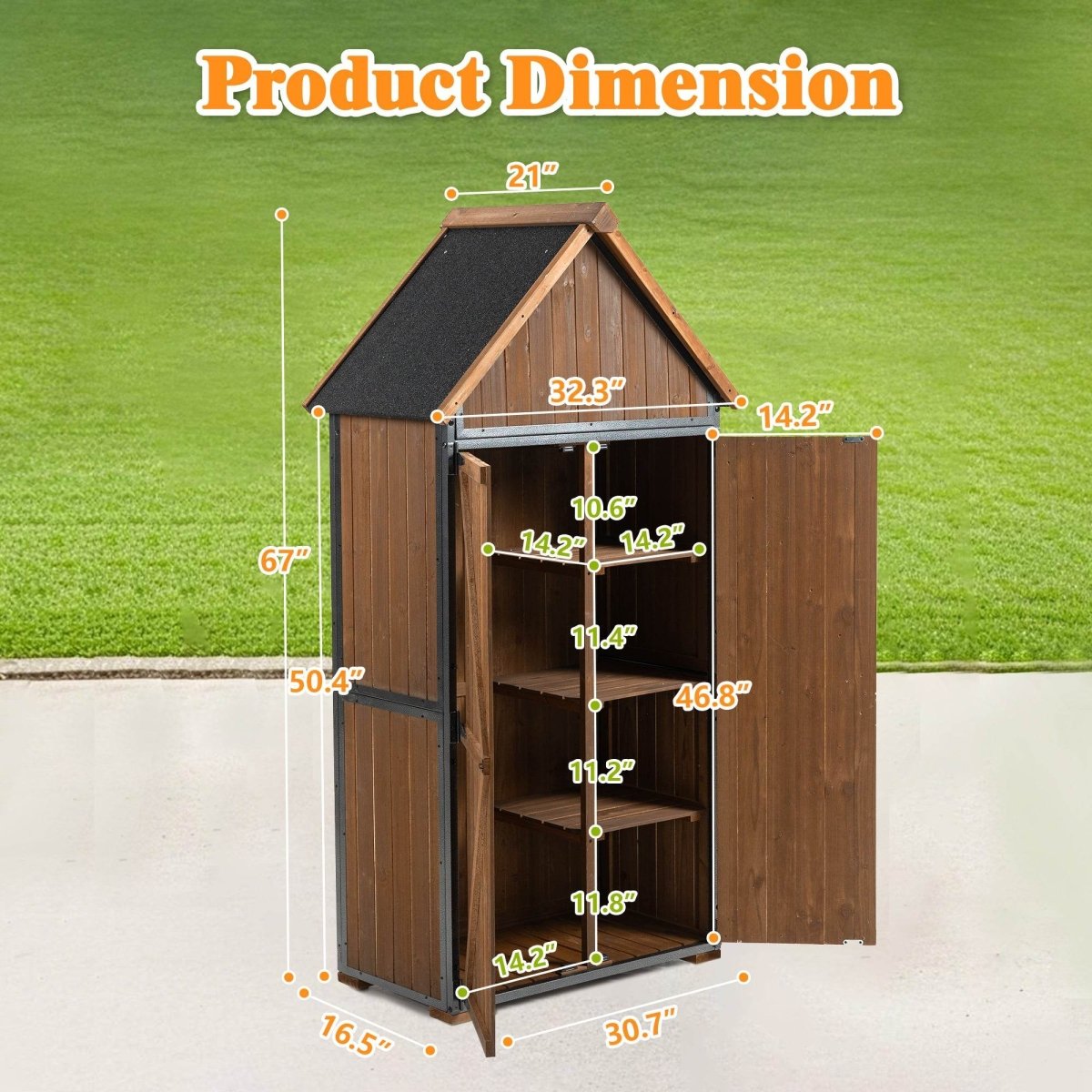 Outdoor Wood And Metal Garden Tool Storage Cabinet - Omega Lifestyles