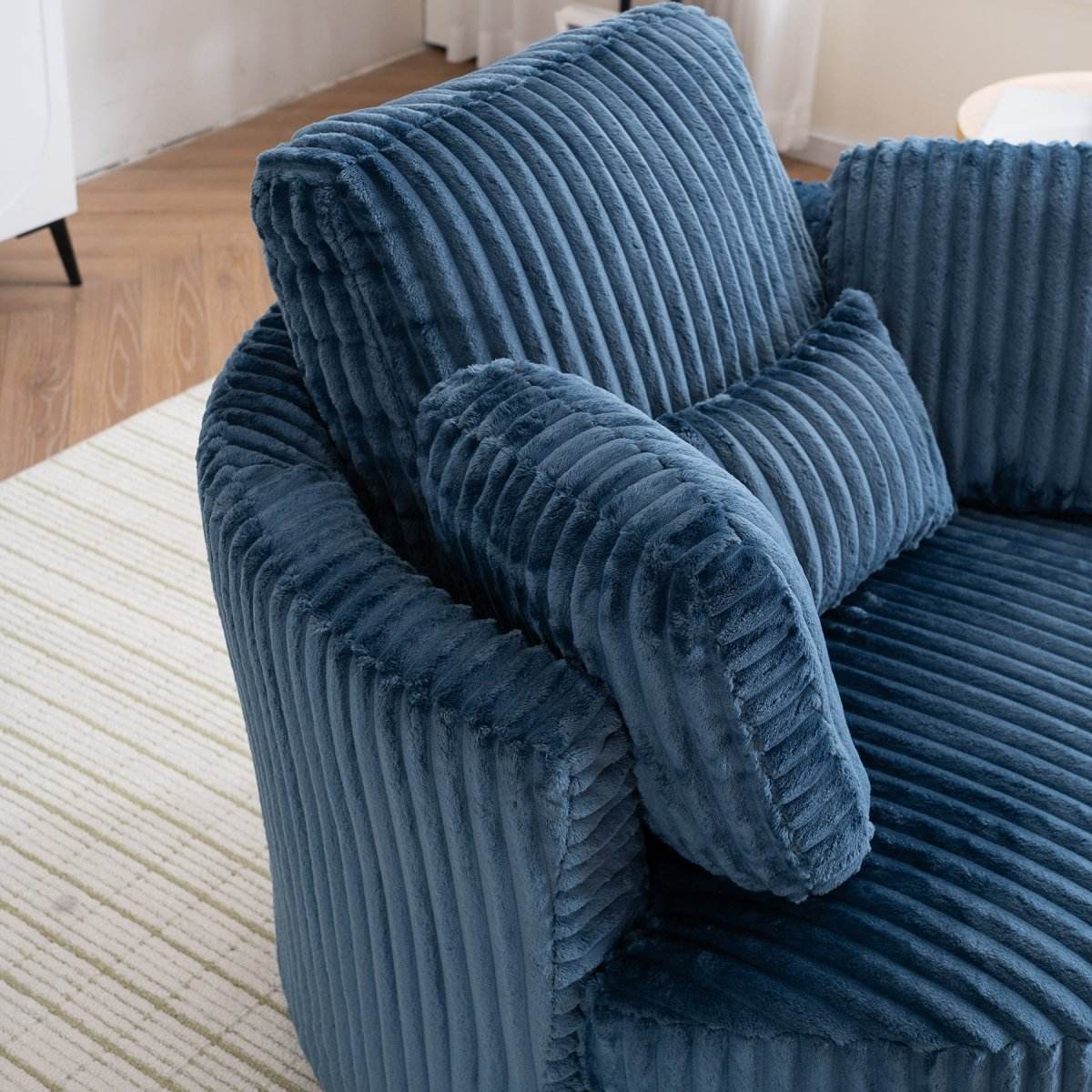 Oversized 360-Degree Swivel Plush Corduroy Accent Chair With Pillows - Sleep Galleria