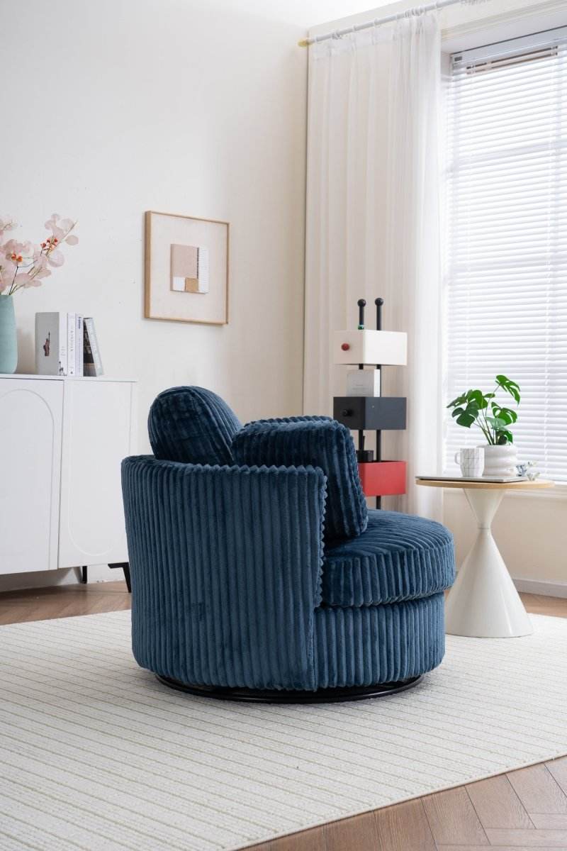Oversized 360-Degree Swivel Plush Corduroy Accent Chair With Pillows - Sleep Galleria