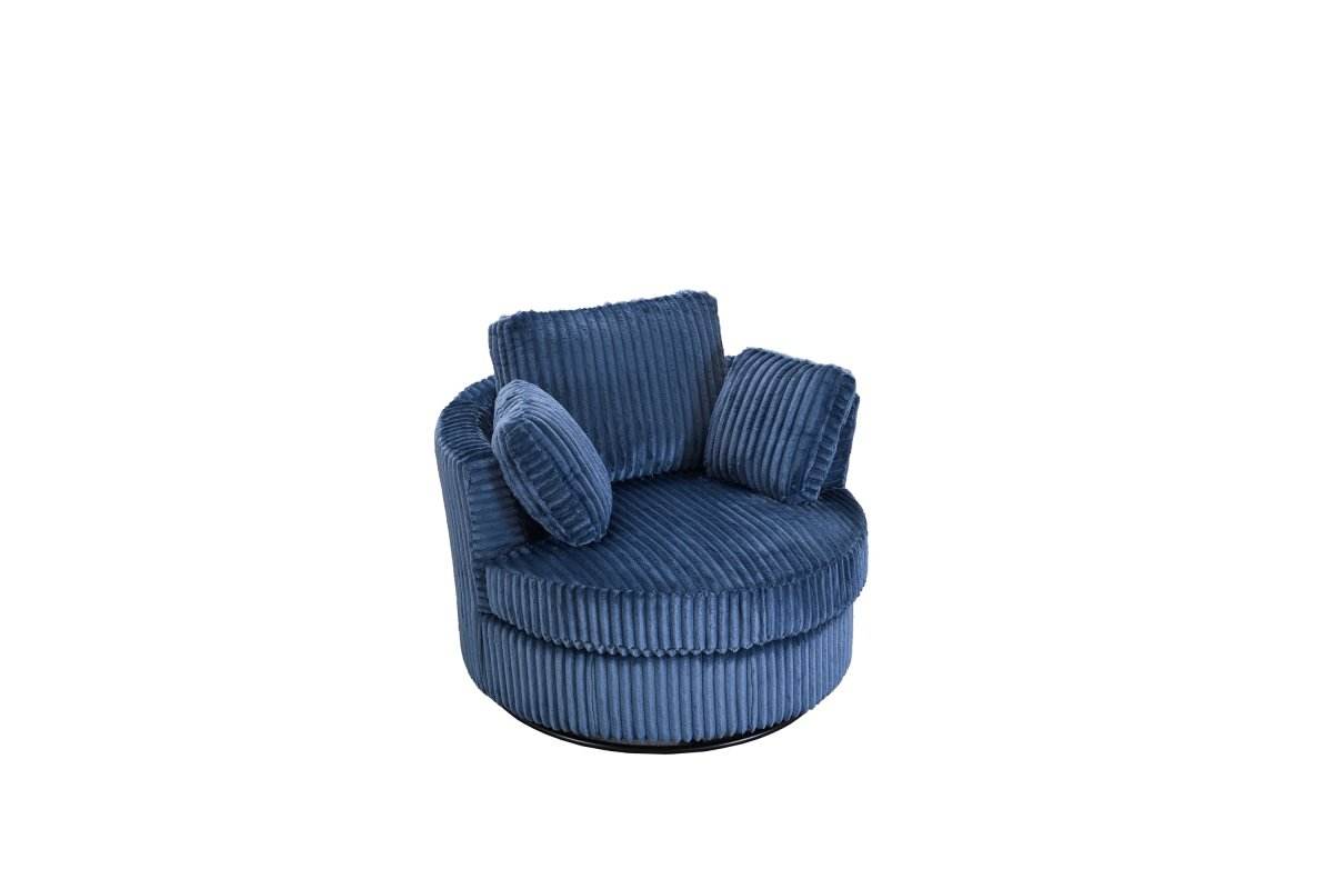 Oversized 360-Degree Swivel Plush Corduroy Accent Chair With Pillows - Sleep Galleria