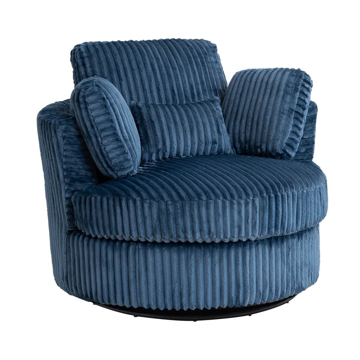 Oversized 360-Degree Swivel Plush Corduroy Accent Chair With Pillows - Sleep Galleria