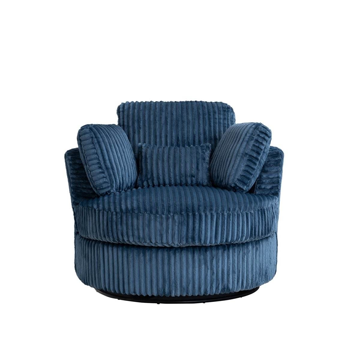 Oversized 360-Degree Swivel Plush Corduroy Accent Chair With Pillows - Sleep Galleria