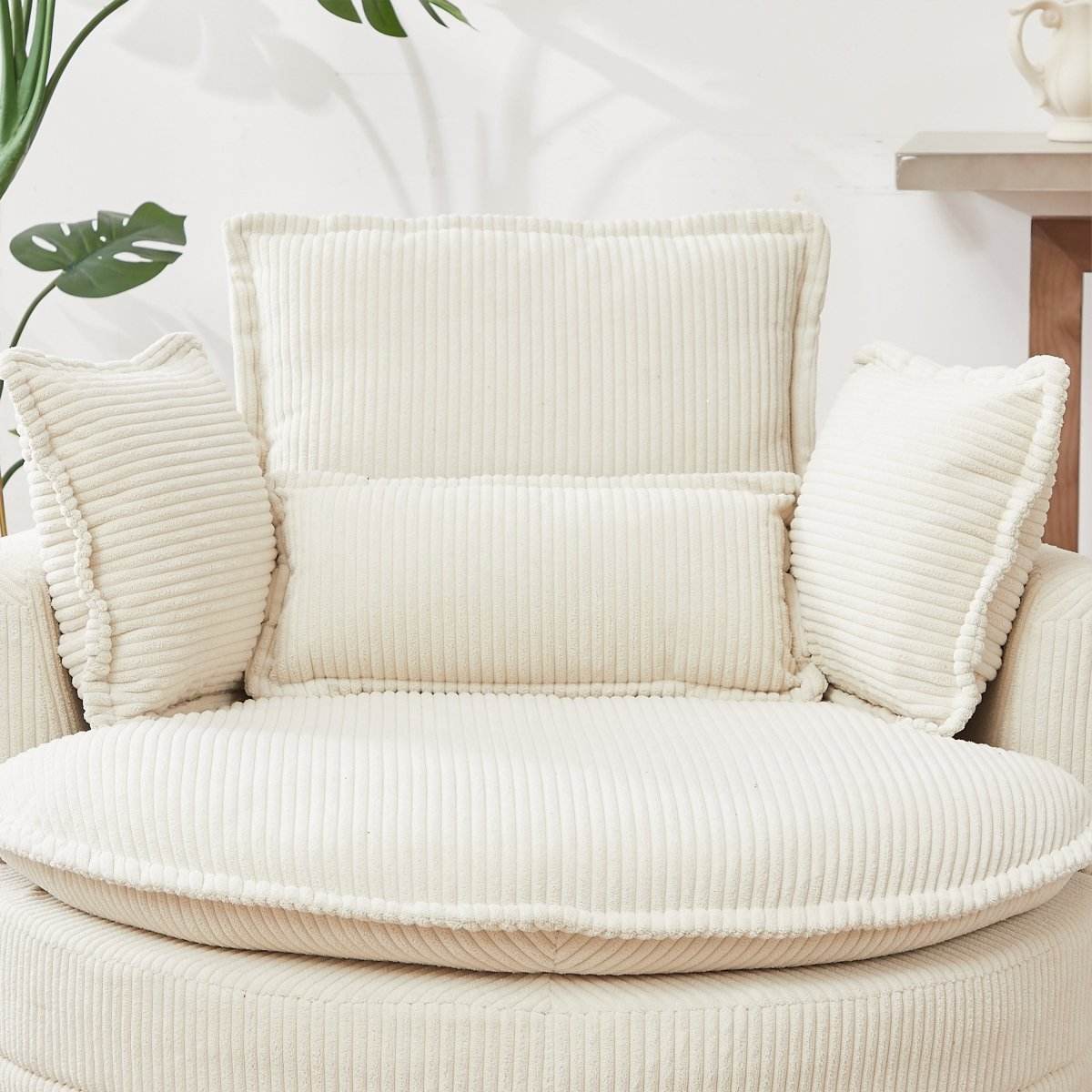 Oversized Modern Corduroy Swivel Chair With Ottoman - Sleep Galleria
