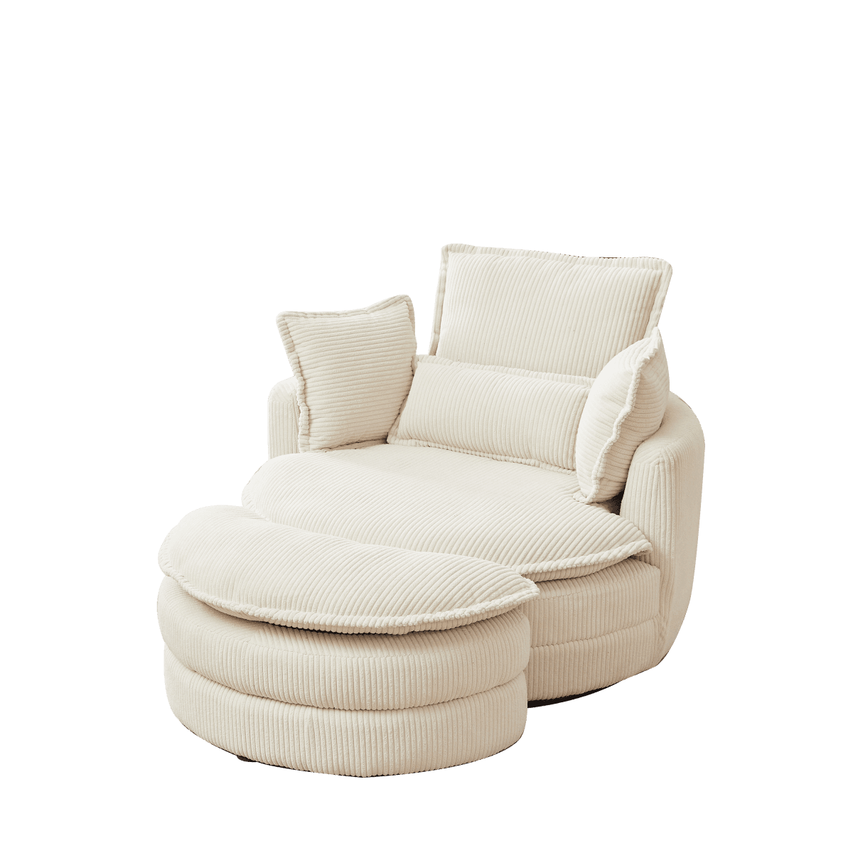 Oversized Modern Corduroy Swivel Chair With Ottoman - Sleep Galleria