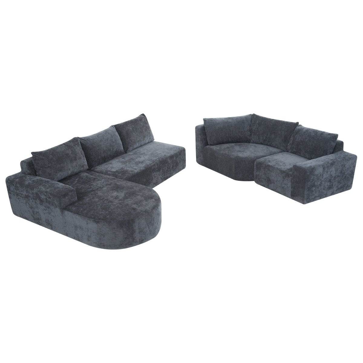 Oversized Modular Sectional Sofa Set Grey Chenille - Sleep Galleria