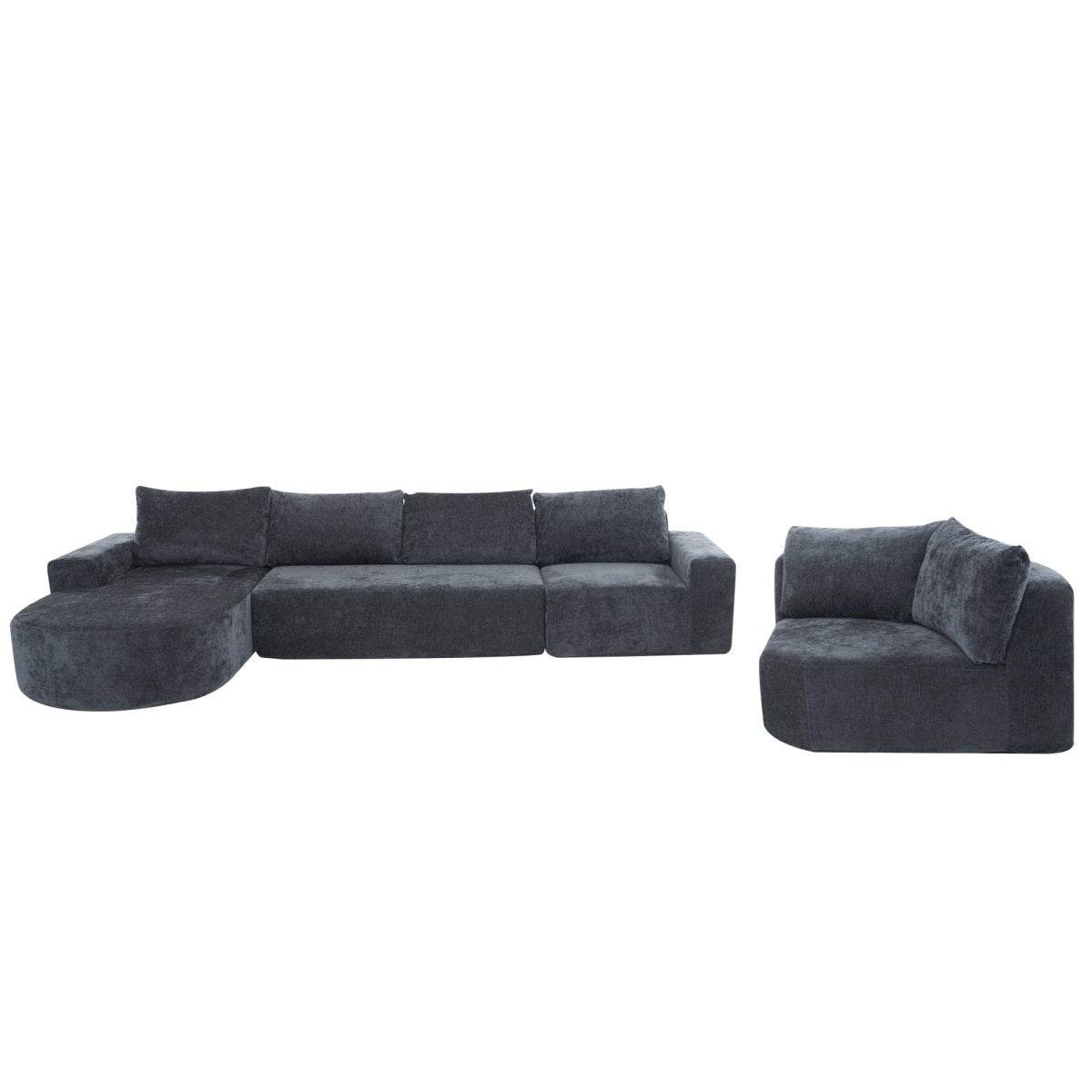 Oversized Modular Sectional Sofa Set Grey Chenille - Sleep Galleria