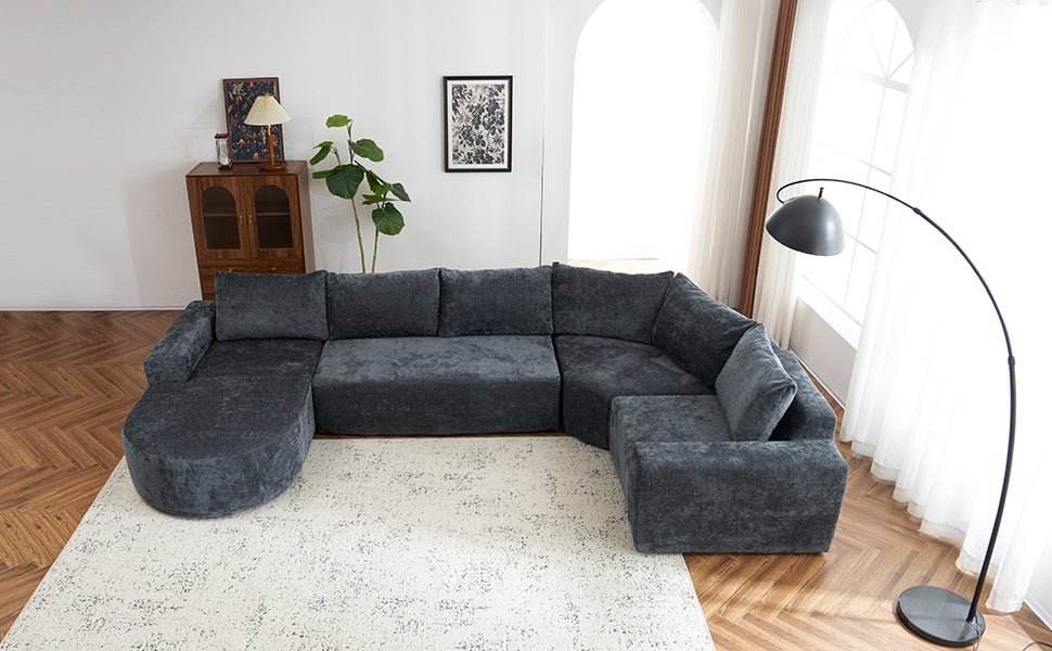 Oversized Modular Sectional Sofa Set Grey Chenille - Sleep Galleria