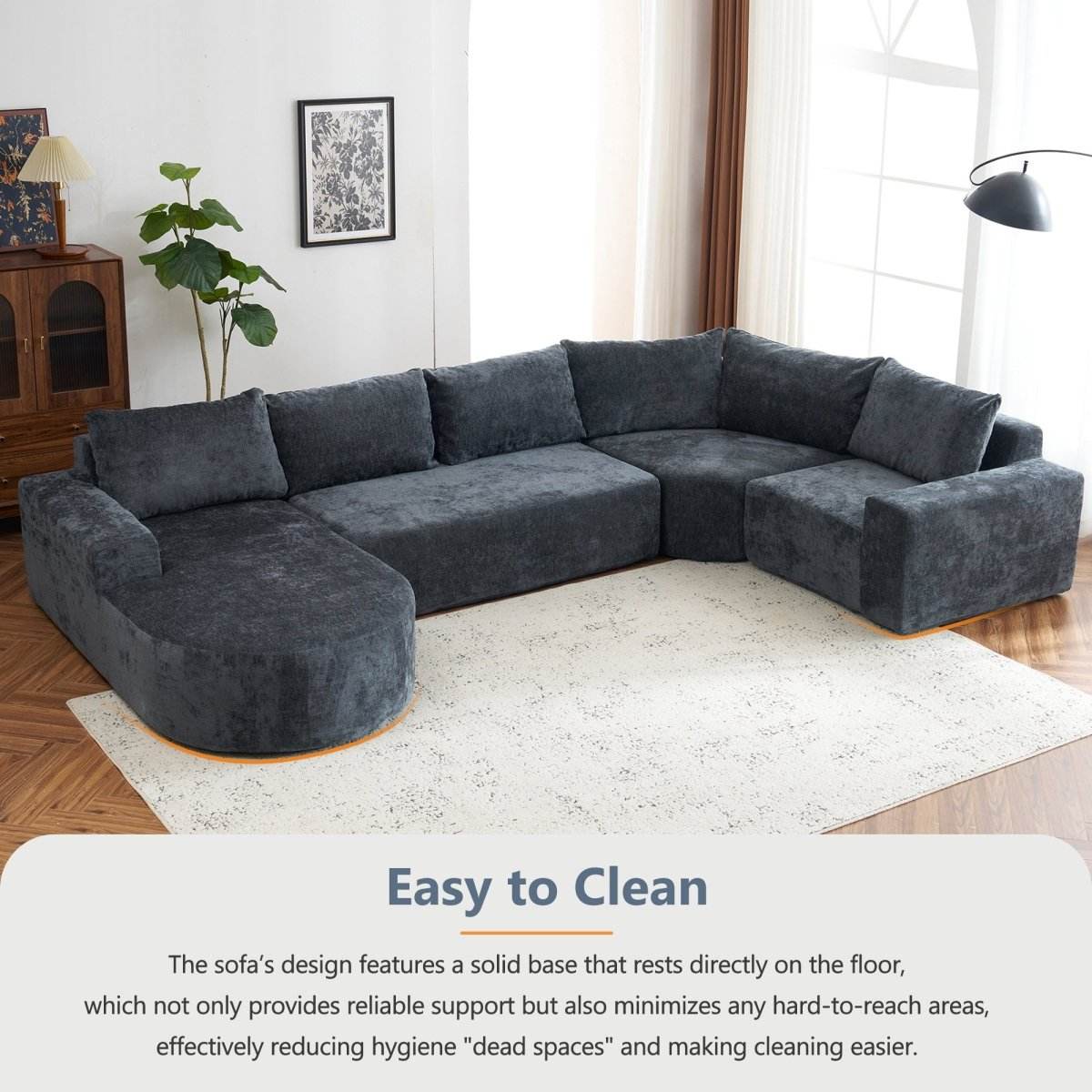 Oversized Modular Sectional Sofa Set Grey Chenille - Sleep Galleria