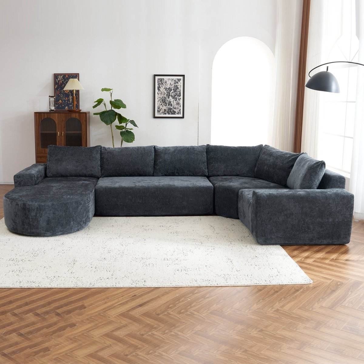 Oversized Modular Sectional Sofa Set Grey Chenille - Sleep Galleria