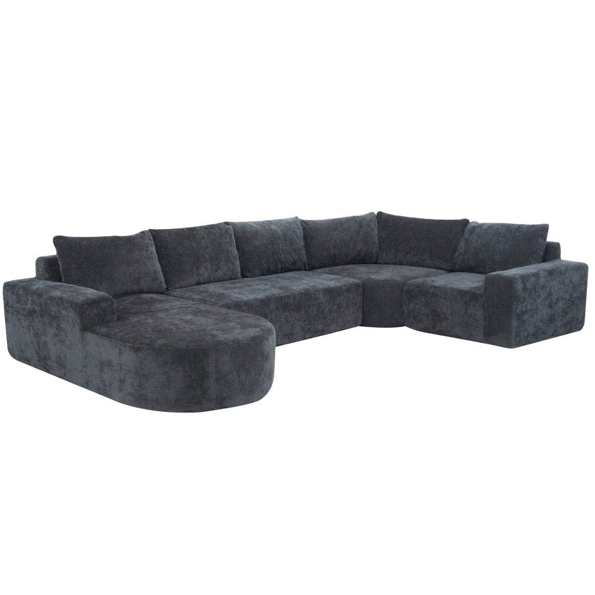 Oversized Modular Sectional Sofa Set Grey Chenille - Sleep Galleria