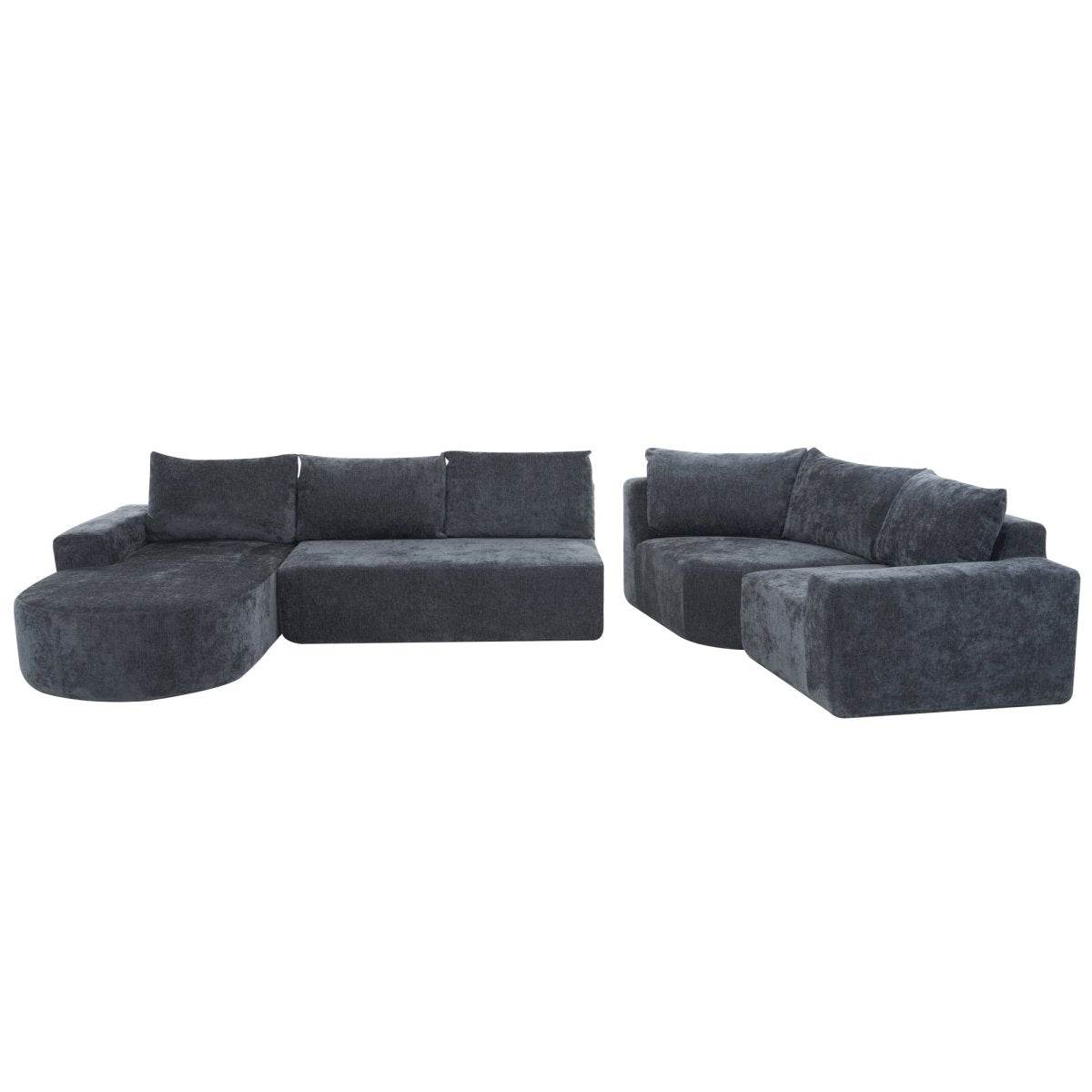 Oversized Modular Sectional Sofa Set Grey Chenille - Sleep Galleria
