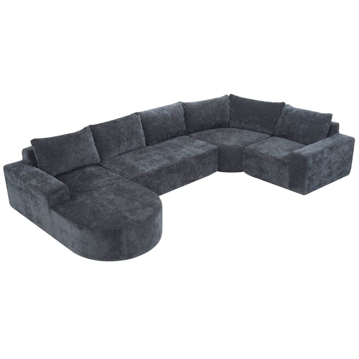 Oversized Modular Sectional Sofa Set Grey Chenille - Sleep Galleria
