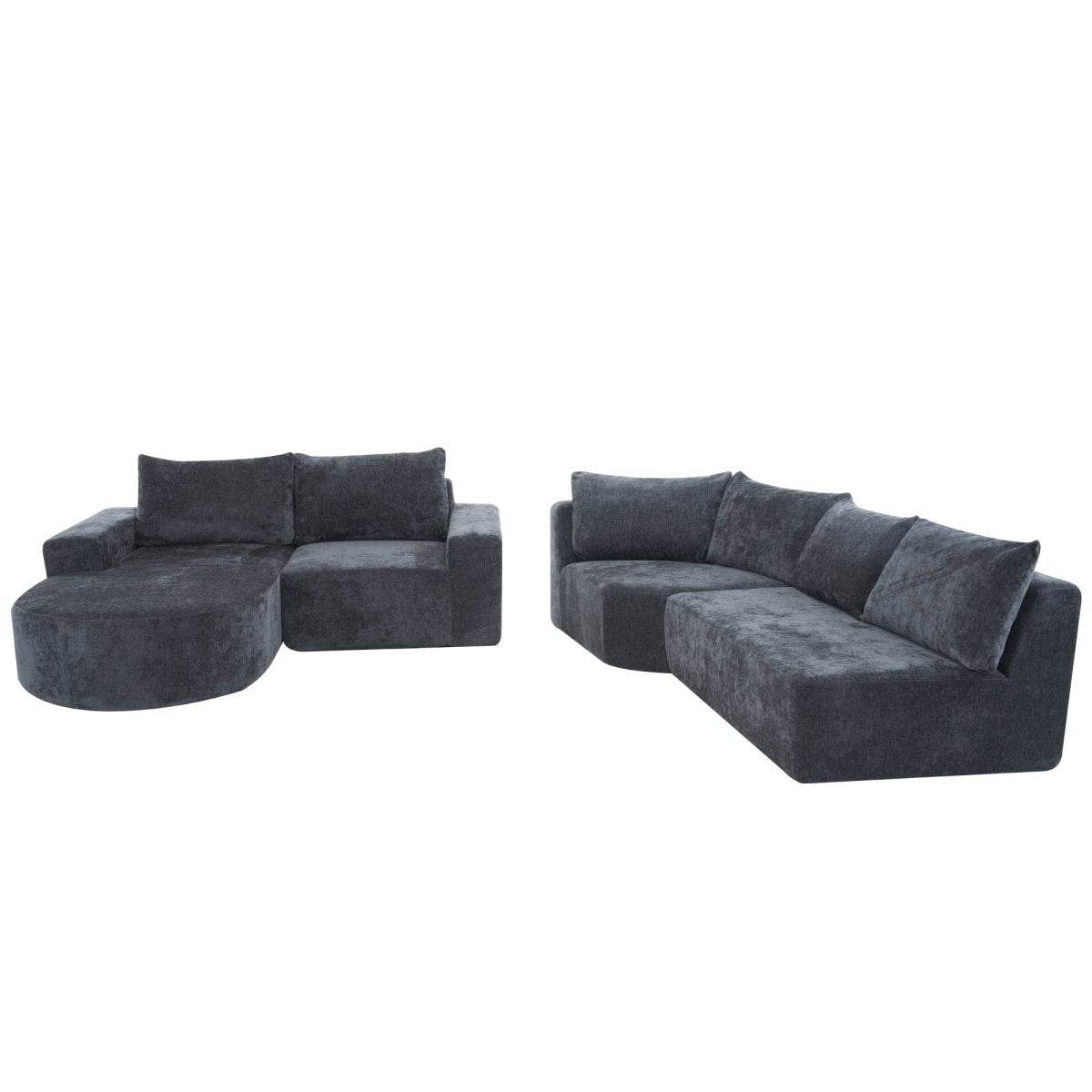 Oversized Modular Sectional Sofa Set Grey Chenille - Sleep Galleria