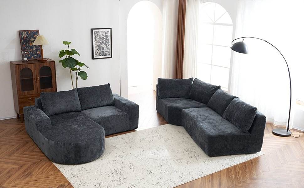 Oversized Modular Sectional Sofa Set Grey Chenille - Sleep Galleria