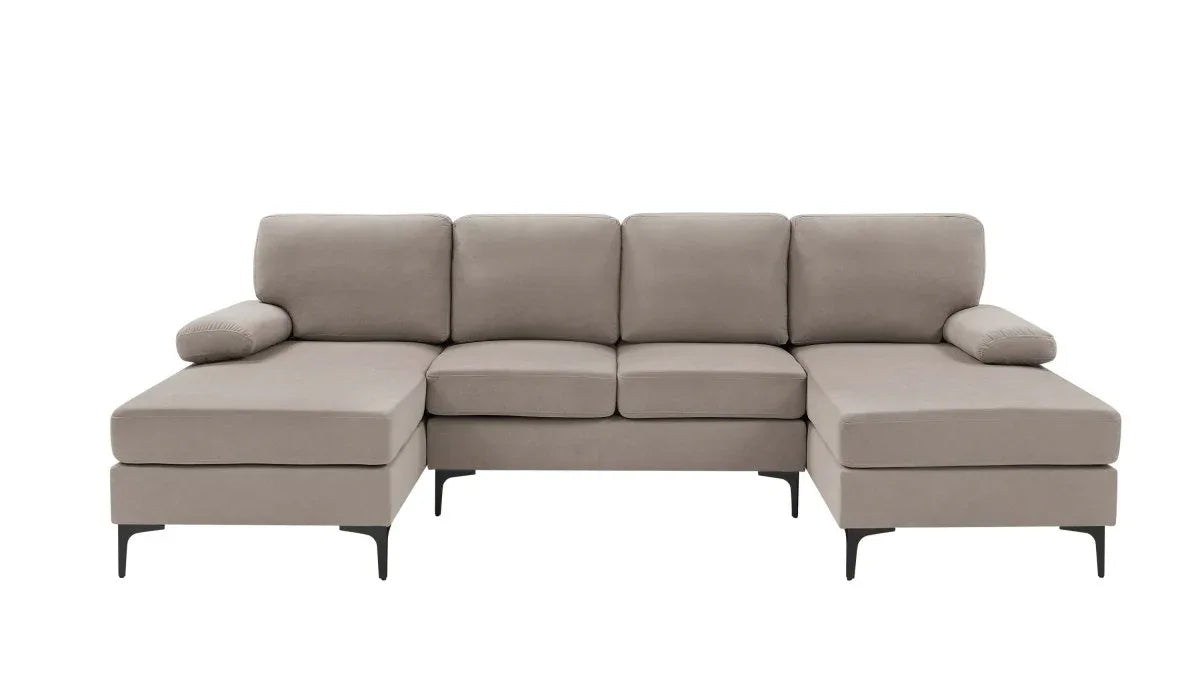 Polyester Blend U-Shape Sectional Sofa With Double Chaise - Omega Lifestyles
