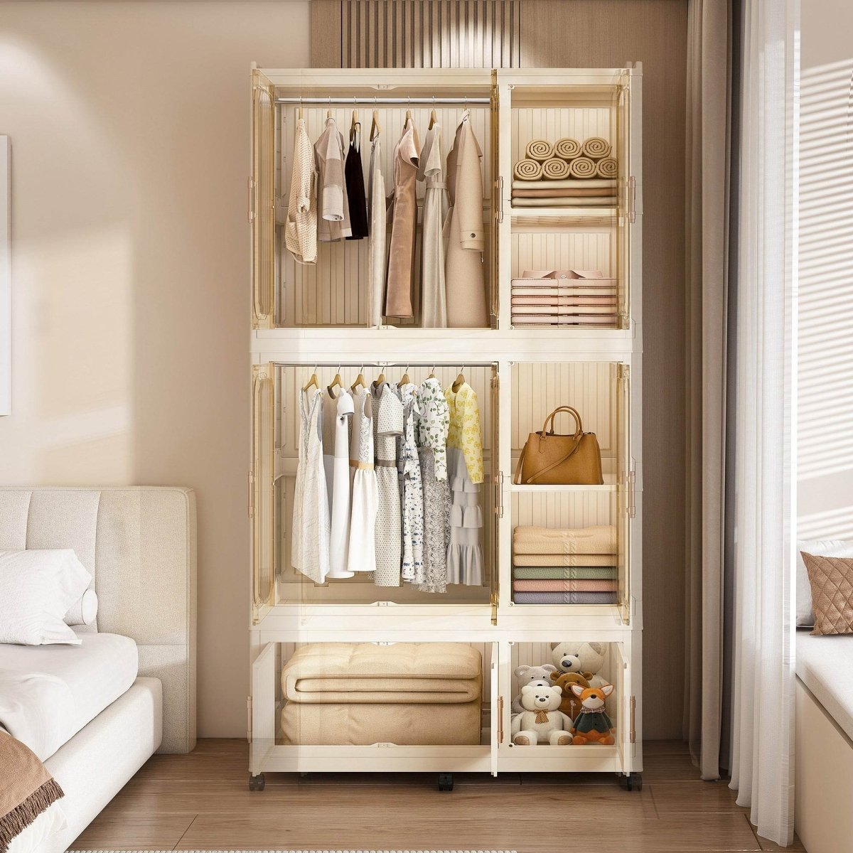 Portable Children’s Wardrobe Closet Organizer With Magnetic Doors - Sleep Galleria